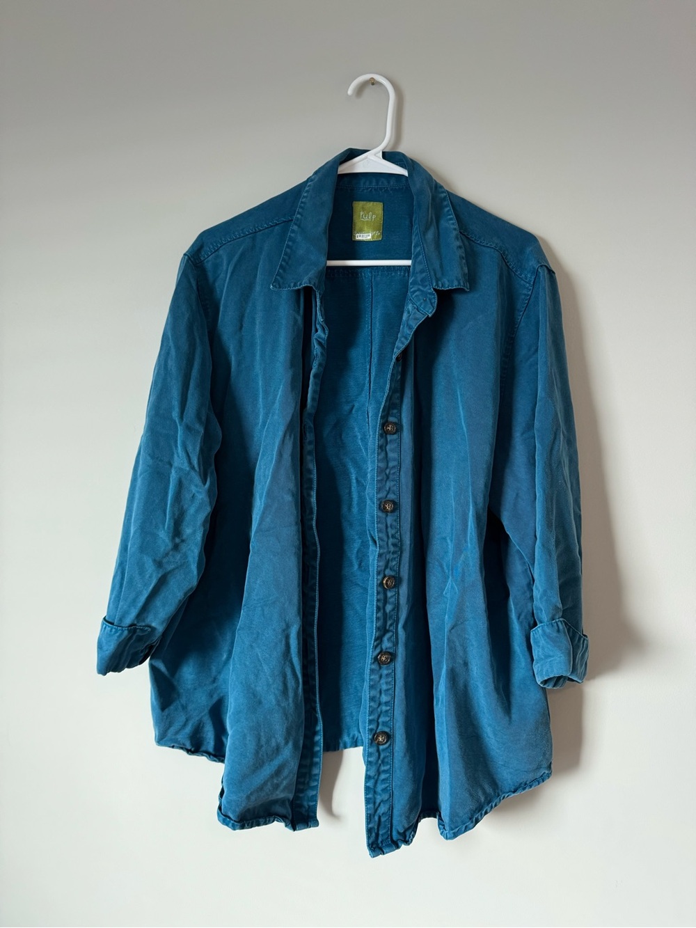 Casual Teal Button-Up Overshirt - Pulp